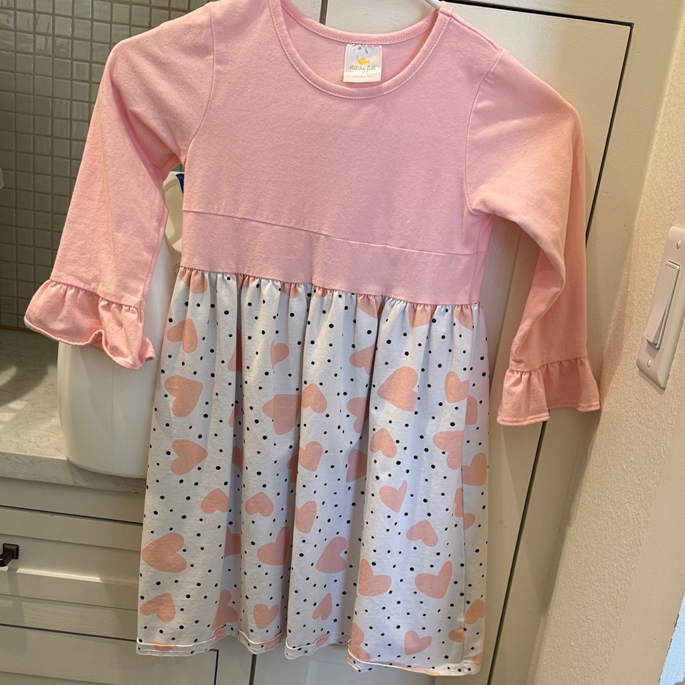 Charming Pink and White Heart Kids Dress